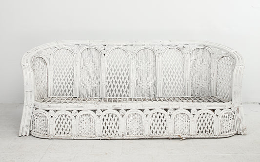 White Painted Cane Sofa